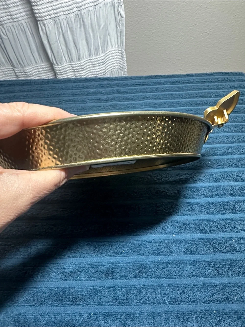 Gold Hammered Metal Serving Tray with Butterfly Handles NWT